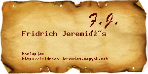 Fridrich Jeremiás névjegykártya